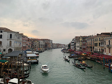 Boats pass in Grand canal