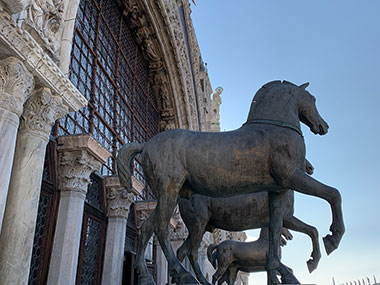 Three horse statues on St. Mark's Basilica