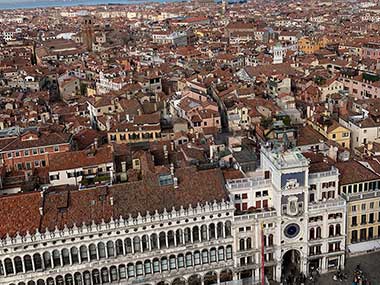 View of clock tower from St. Mark's Bell Tower