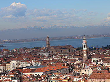 Mountains in the distance beyond Venice