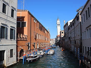 Sun shines on canal