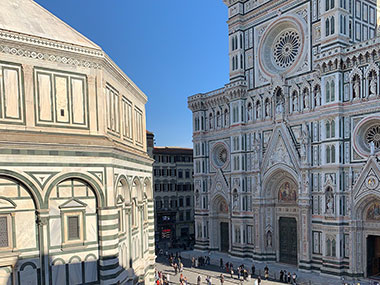 Baptistery with Cathedral behind it