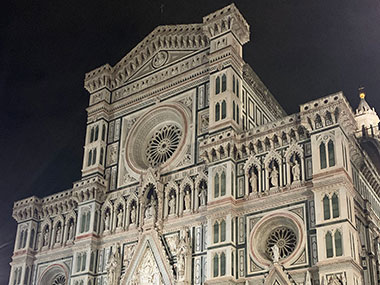 Front of Cathedral at night