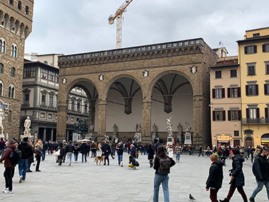 People walking in front of Loggia dei Lanza at Piazza della Signoria