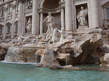Pool of water in front of Trevi Fountain