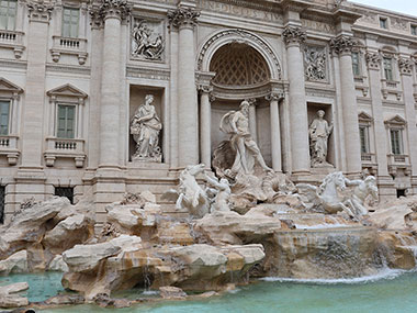 View from left of Trevi Fountain