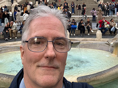 Pat in front of fountain and Spanish Steps