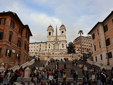 People sitting on the Spanish Steps