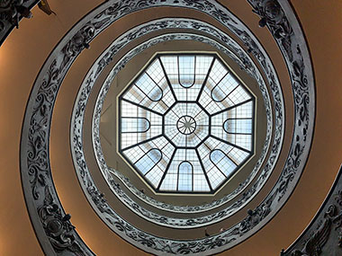 Looking up at winding staircase - Vatican Museums