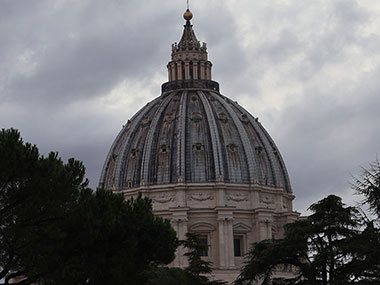 Dome of St. Peter's from courtyard at Vatican Museums