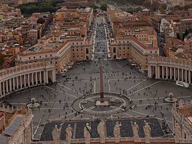 Looking out at  St. Peter's Basilica