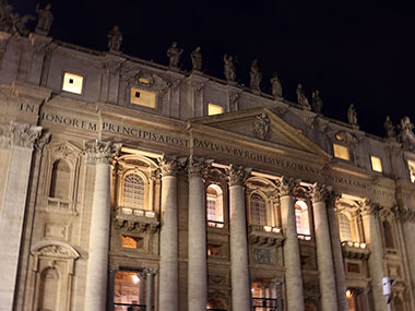  Front of St. Peter's Basilica at night