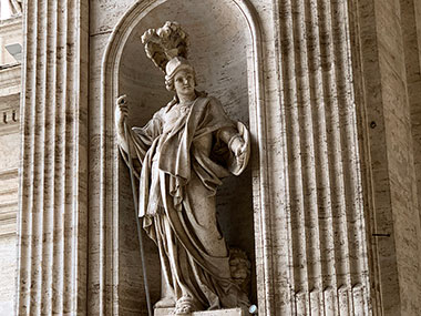 Tall statue inside St. Peter's Basilica