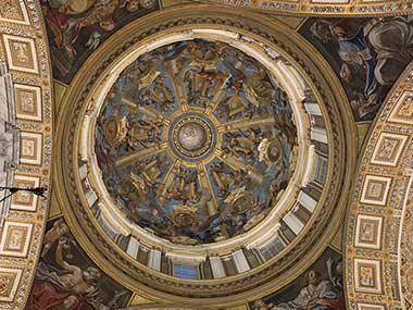 Looking up at the dome inside St. Peter's Basilica