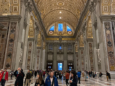 People walking around St. Peter's Basilica