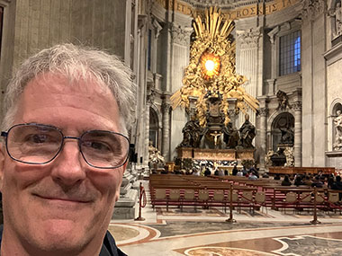 Pat with altar in background - St. Peter's Basilica