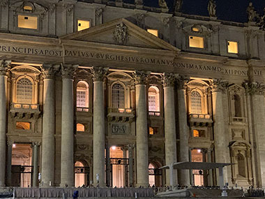 St. Peter's Basilica entrance at night