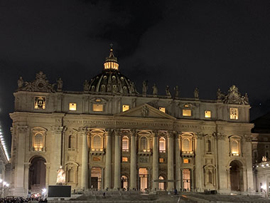 Front of St. Peter's Basilica at night