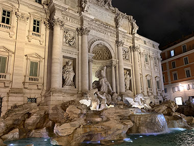 Trevi Fountain illuminated at night