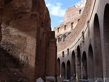 Between interior walls of the Colosseum