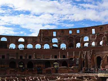 Clouds in sky from interior of the Colosseum