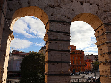 Looking out windows of the Colosseum