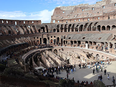 People on the floor of the Colosseum