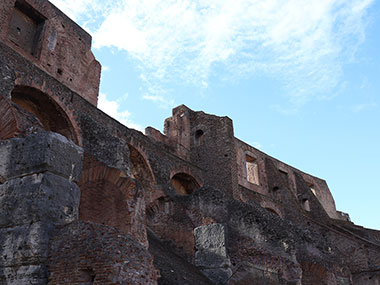 Shaded wall inside the Colosseum