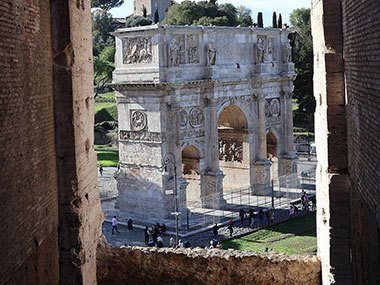 Constantine's Arch through a window of the Colosseum