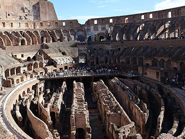 The Colosseum in half sunlight and half shade