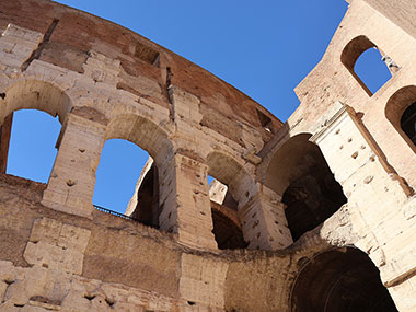 A corner of a wall of the Colosseum