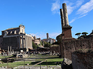 Pillars and buildings in Roman Forum