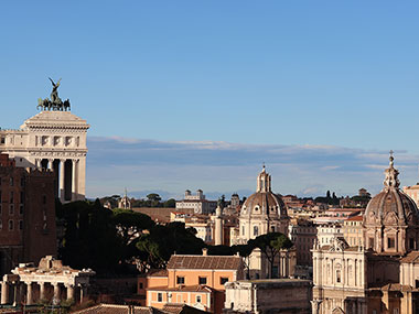 View of Roman Forum from cliff above it