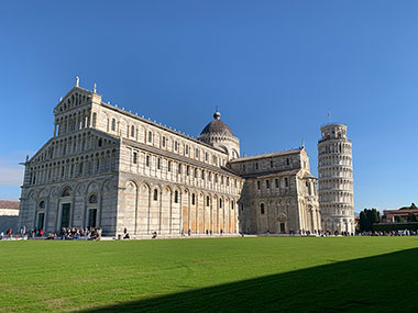 Pisa Cathedral in front of Leaning Tower of Pisa- Pisa