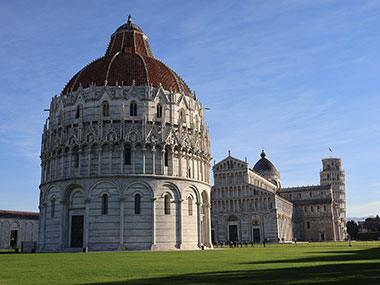 Leaning Tower of Pisa in distance beyond the Baptistery - Pisa