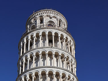 Top three floors of the Leaning Tower of Pisa