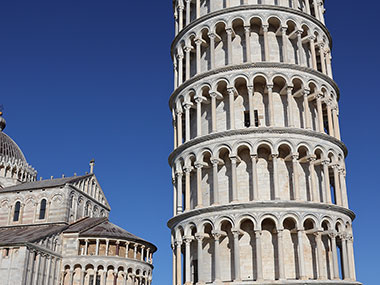 Leaning Tower of Pisa next to Pisa Cathedral