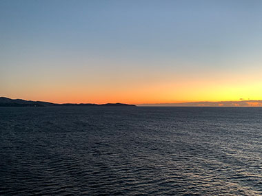 Sunset from ship while leaving Corsica