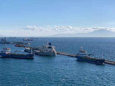 Ships lined up in port - Gibraltar