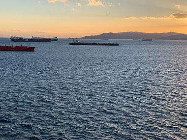 Ships in water off Gibraltar
