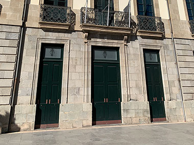 Doors into a building