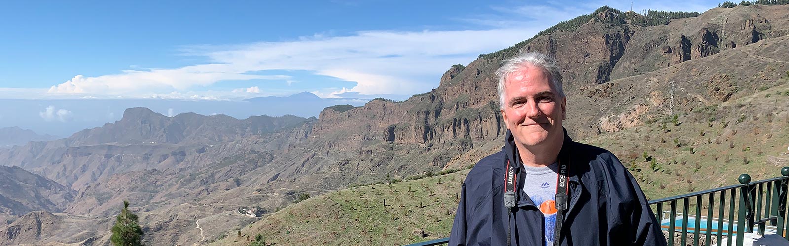 Pat at an overlook in Gran Canaria