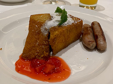 Strawberry French toast and sausage- Enchanted Princess