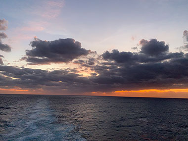 View behind ship - December 7, 2023 Sunrise