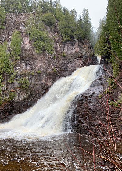 waterfall with white mist