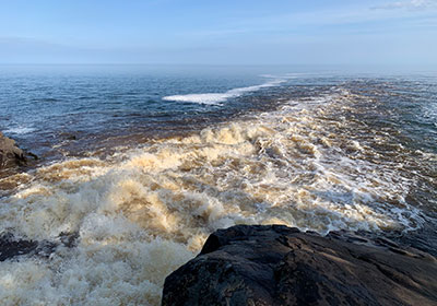 Cascade River flowing into Lake Superior