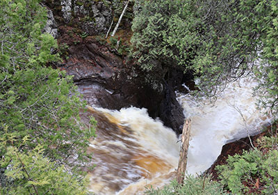 View from directly above waterfall