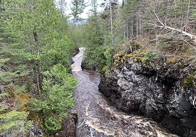 Distant view of river from above