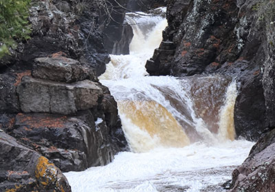 White foam coming off river