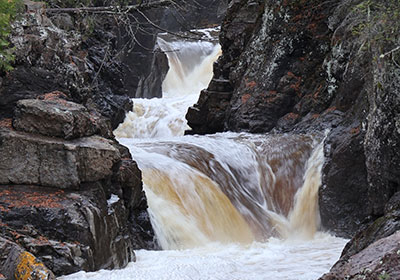 Waterfall from below